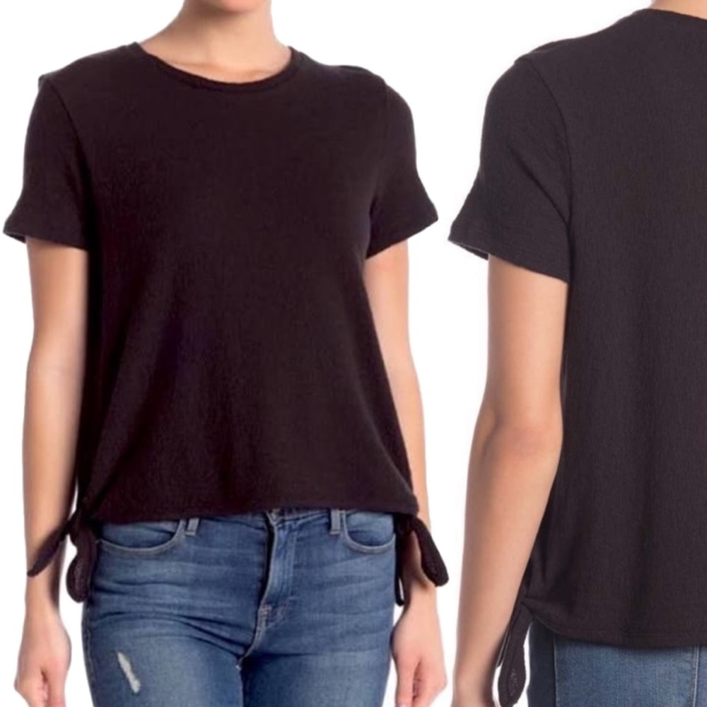 EUC XL Madewell Black Tie-Hem Top - Picture 2 of 4